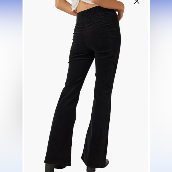 Free People Jayde Cord High Rise Flare Black Corduroy Pants - Picture 2 of 16